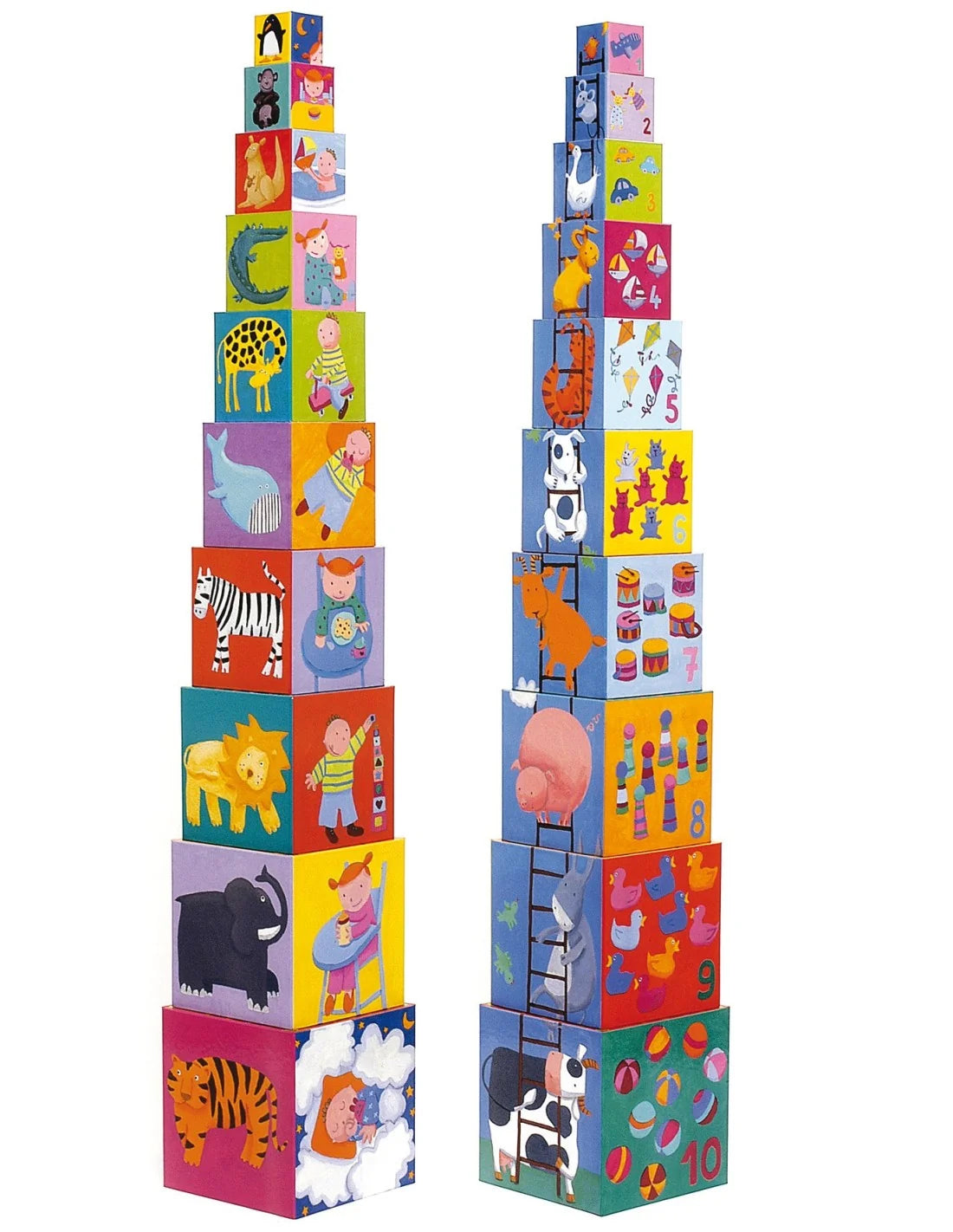 Djeco - Stapeltoren - 10 blokken - Tellen en dieren