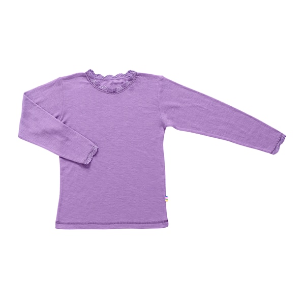 Joha - Kinderhemd - Lange mouwen - Wol/Zijde - Paars met kantje - Maat 110