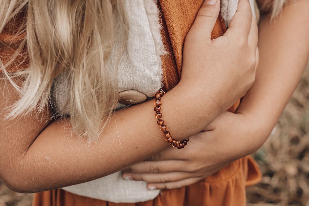 Alwero - Coni barnsteen kinder armband 16,5cm cognac