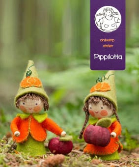 Atelier Pippilotta - Zelfmaakpakketje - Twee kleine Pompoenkaboutertjes