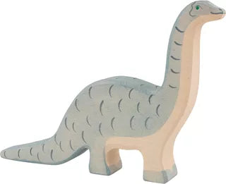 Holztiger Brontosaurus. 20 cm. 20 x 2,3 x 14 cm.
