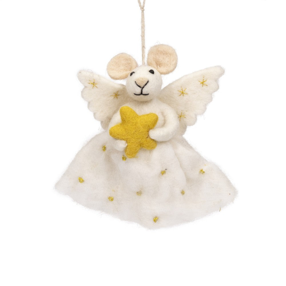 Sjaal met verhaal - Kersthanger - Vilt - Muis met ster