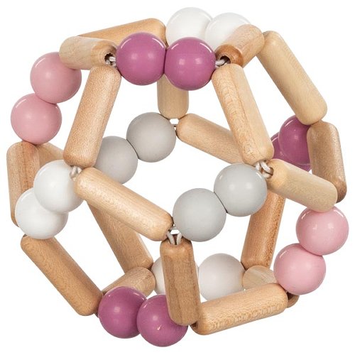 Goki - Houten Grijpring - Elastische bal - roze