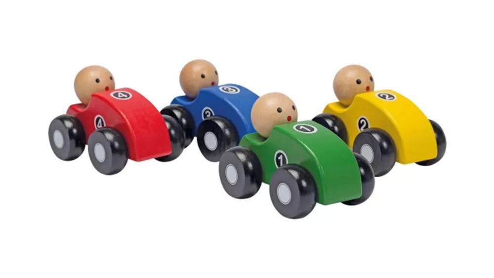 Jouéco - Houten autootjes - Div kleuren - Per stuk