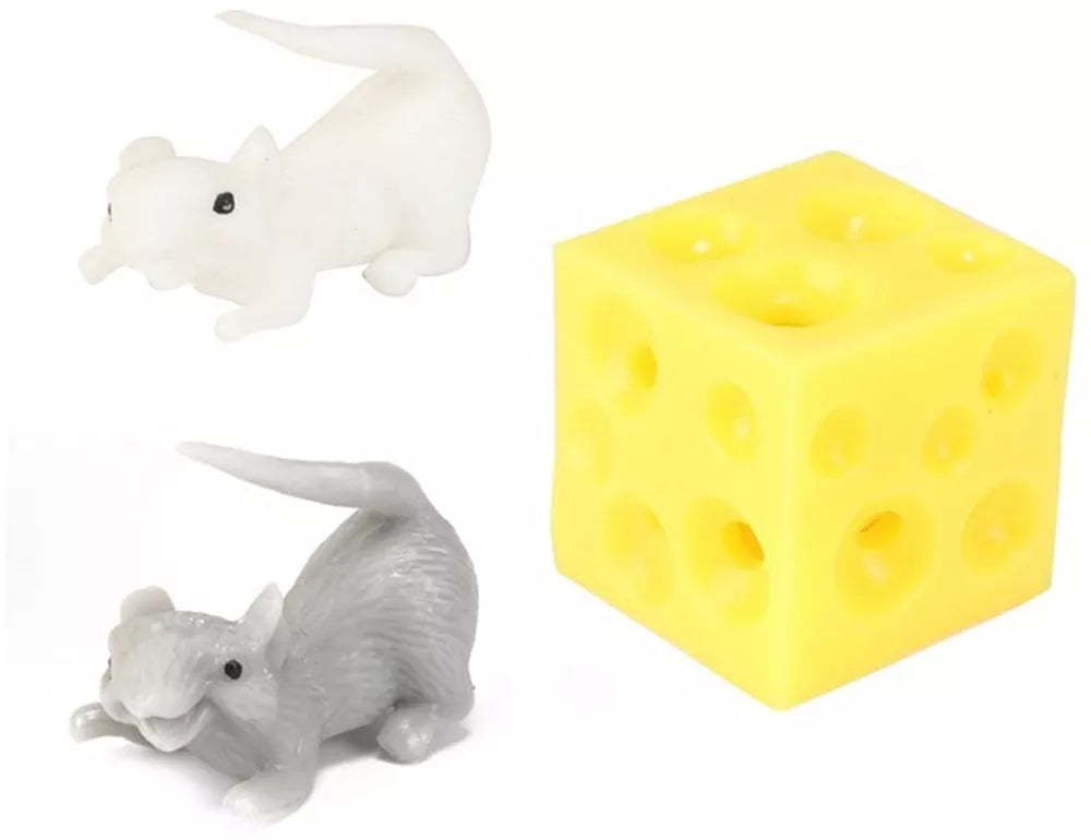 Rekbare stuiterkaas met 2 muizen