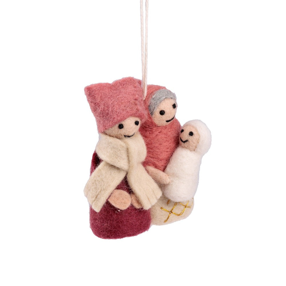 Sjaal met verhaal - Kersthanger - Vilt - Josef & Maria - Cyclaam