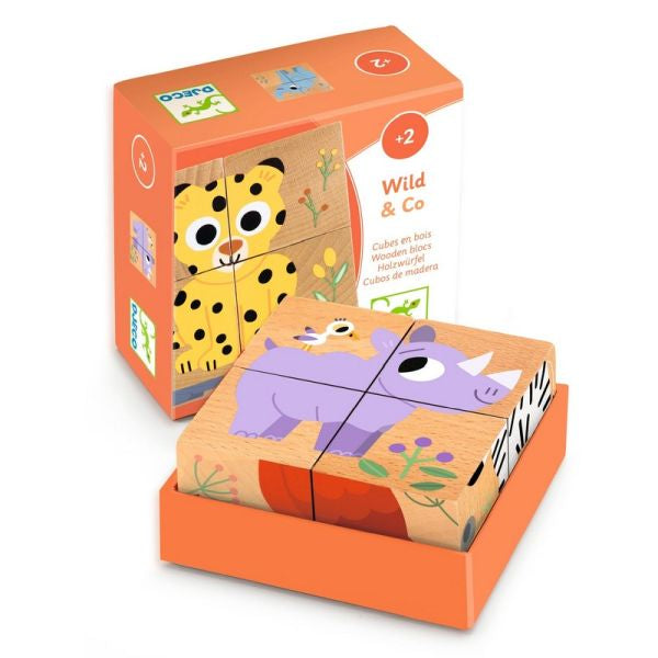 Djeco - Kubus puzzel - Hout - Wild & Co