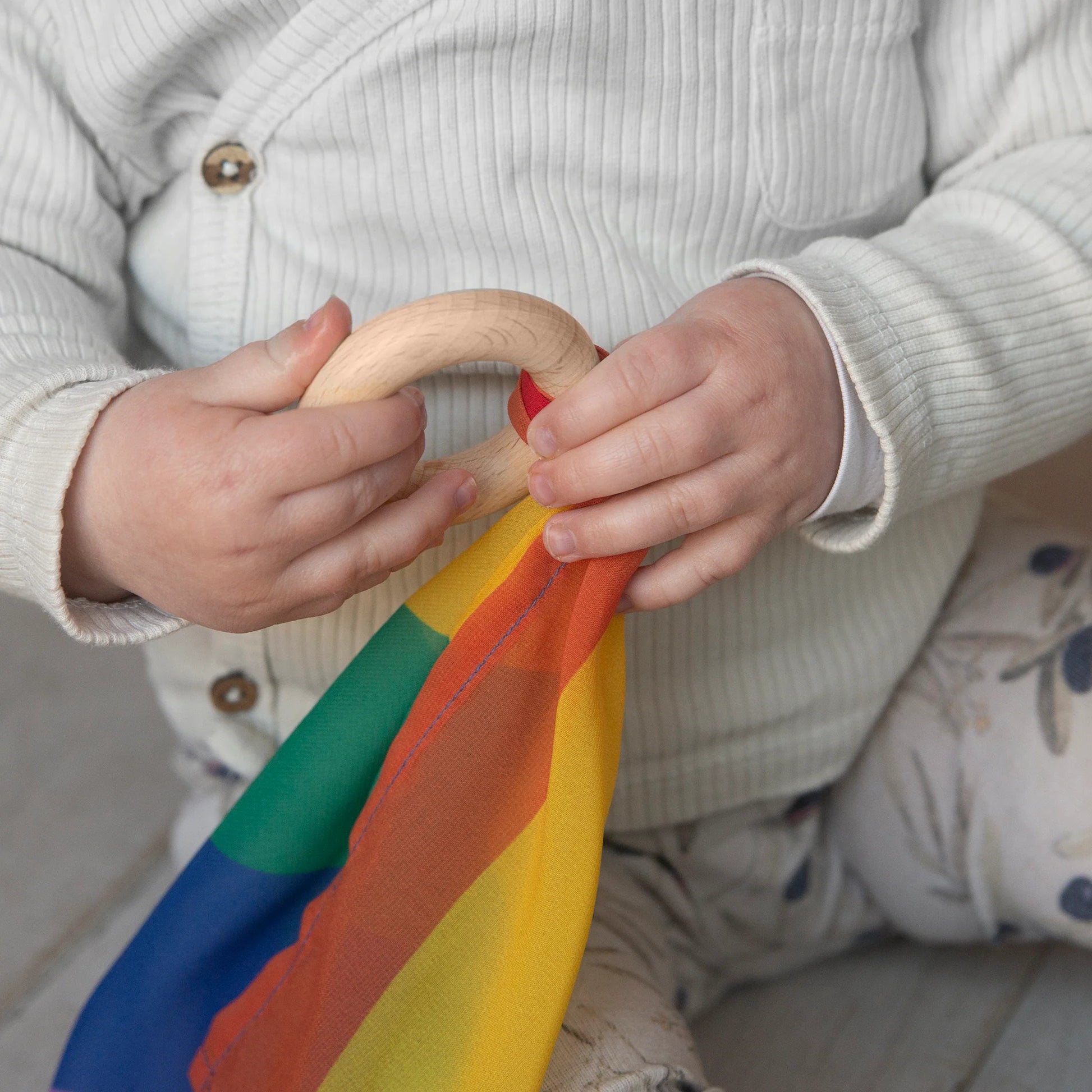 Little Botanic Label - Speeldoek met houten ring - Mintgroen