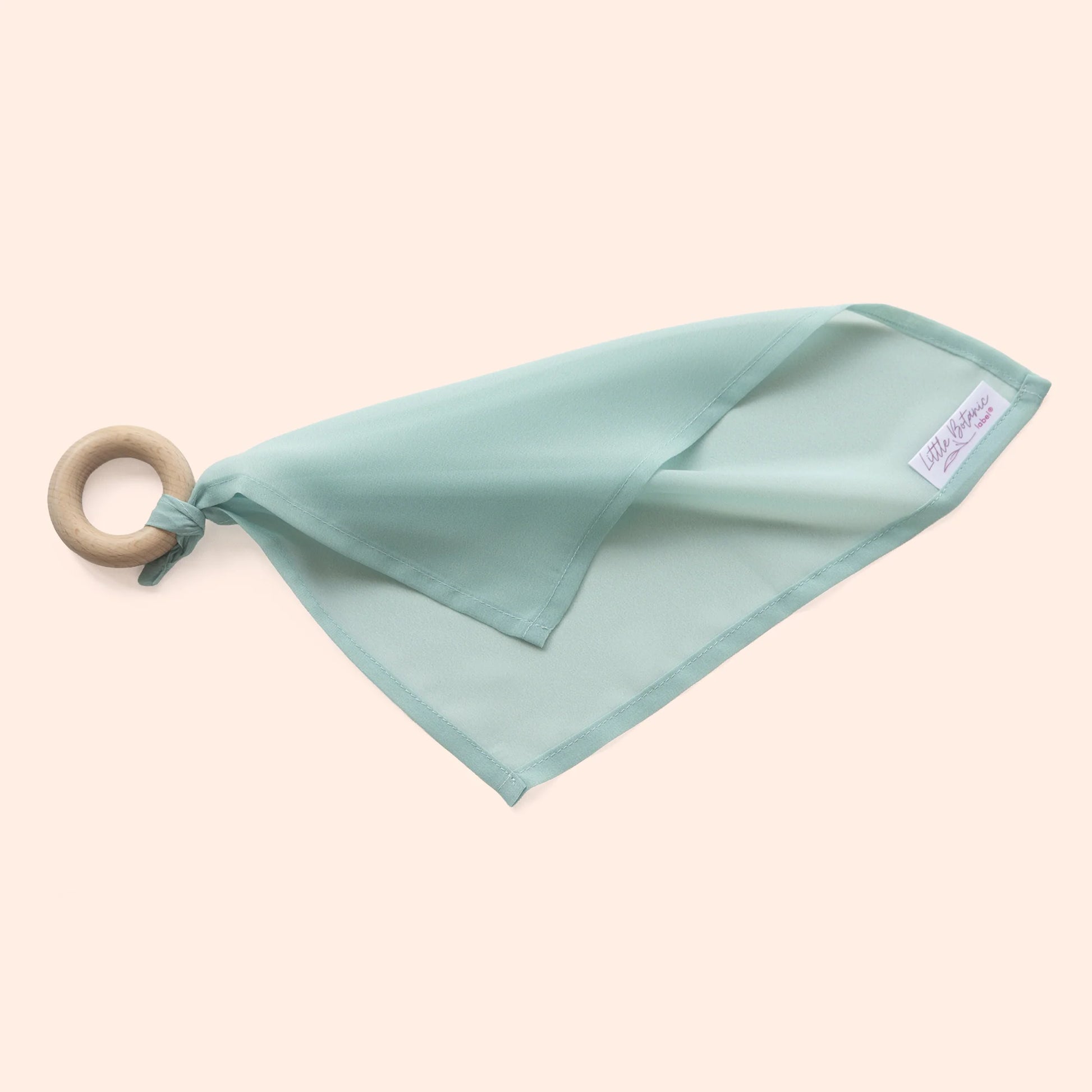 Little Botanic Label - Speeldoek met houten ring - Mintgroen