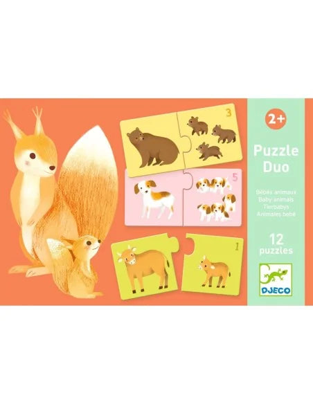 Djeco - Duo puzzeltje - Mama en baby dieren