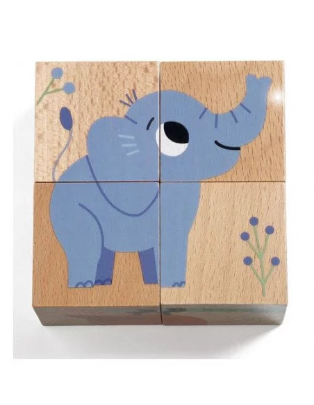 Djeco - Kubus puzzel - Hout - Wild & Co