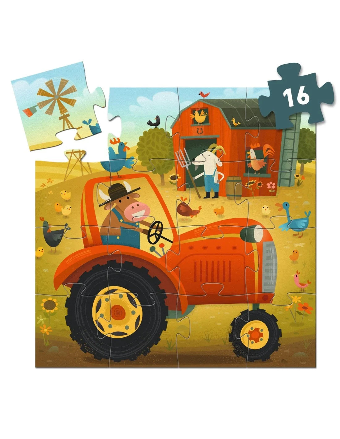 Djeco - Silhouette puzzel - Tractor - 16 Stukken