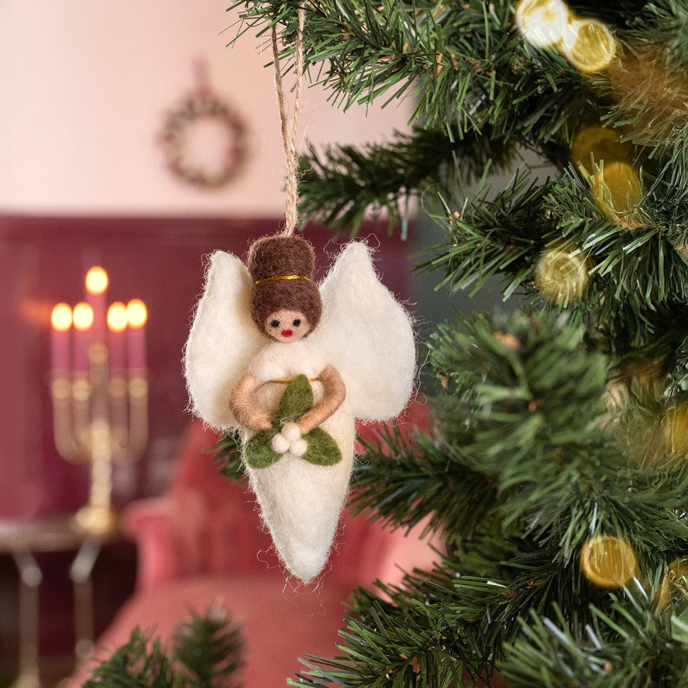 Sjaal met verhaal - Engeltje - Vilt - Wit met Mistletoe