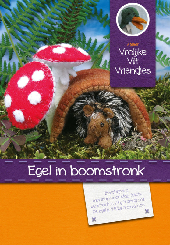 Atelier Vrolijke Vilt Vriendjes - Egel in boomstronk