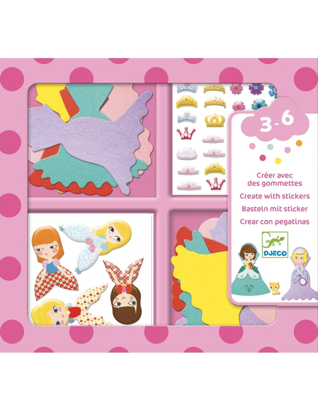 Djeco - Creëren met stickers en vilt - Ik hou van prinsessen