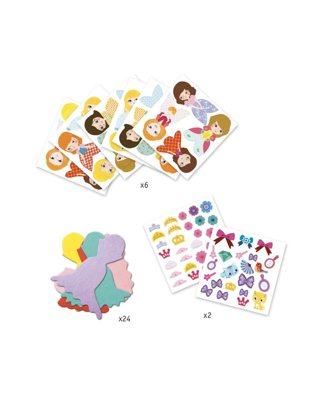 Djeco - Creëren met stickers en vilt - Ik hou van prinsessen