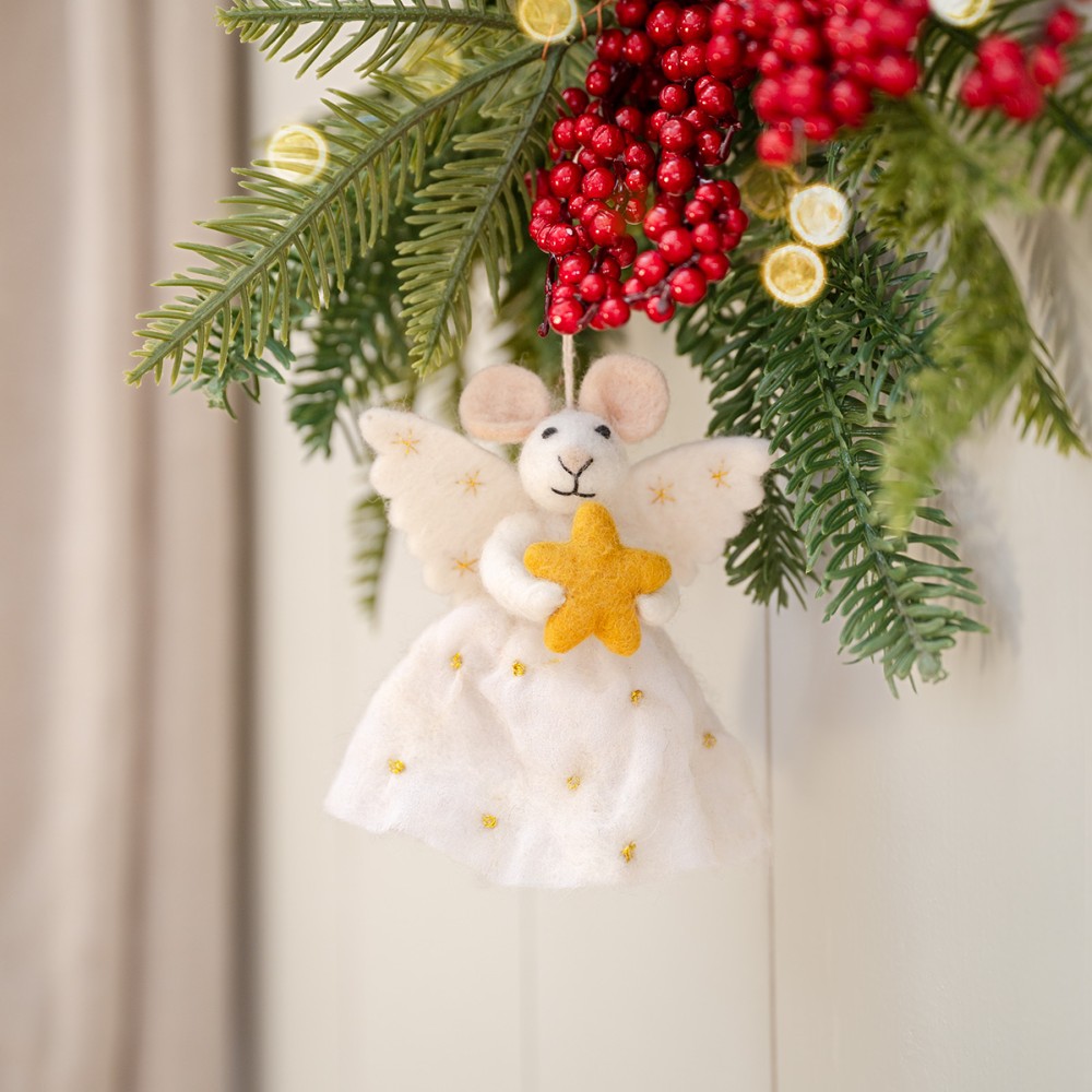 Sjaal met verhaal - Kersthanger - Vilt - Muis met ster