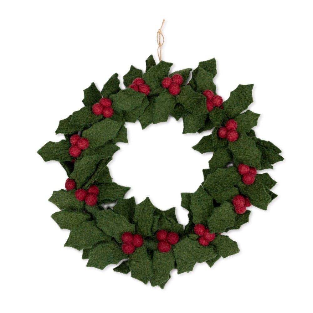 Sjaal met verhaal - Vilten krans - Holly Berry - Groot