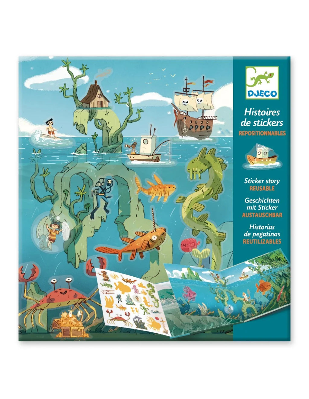 Djeco - Herbruikbaar stickerboek - Avonturen op zee