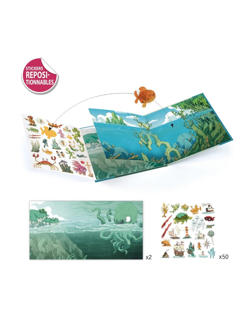 Djeco - Herbruikbaar stickerboek - Avonturen op zee