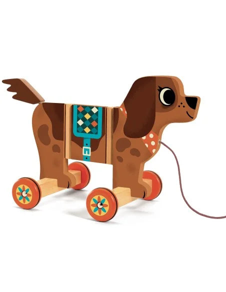 Djeco - Houten trekfiguur - Nico de hond