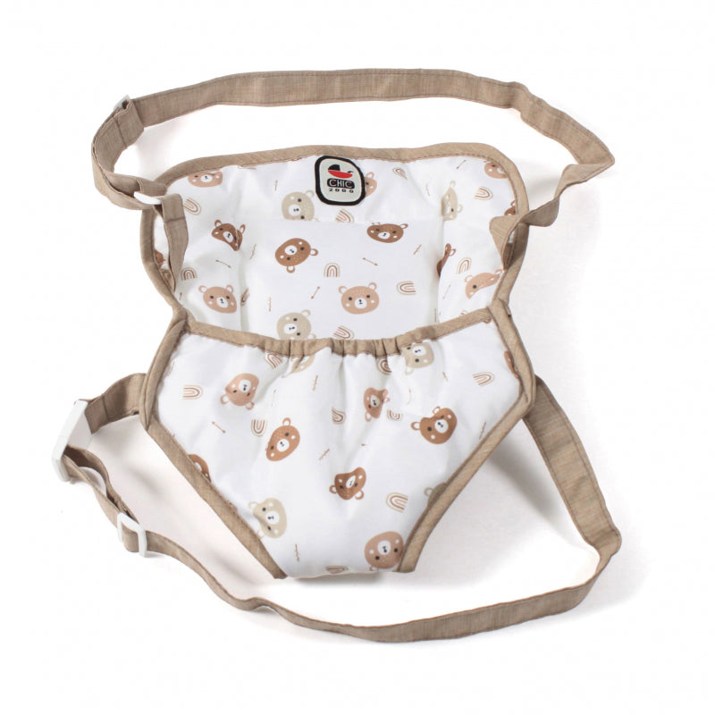 Chic - Poppendraagzak - Beige met beertjes