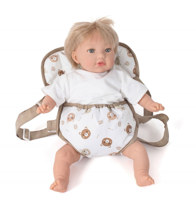 Chic - Poppendraagzak - Beige met beertjes