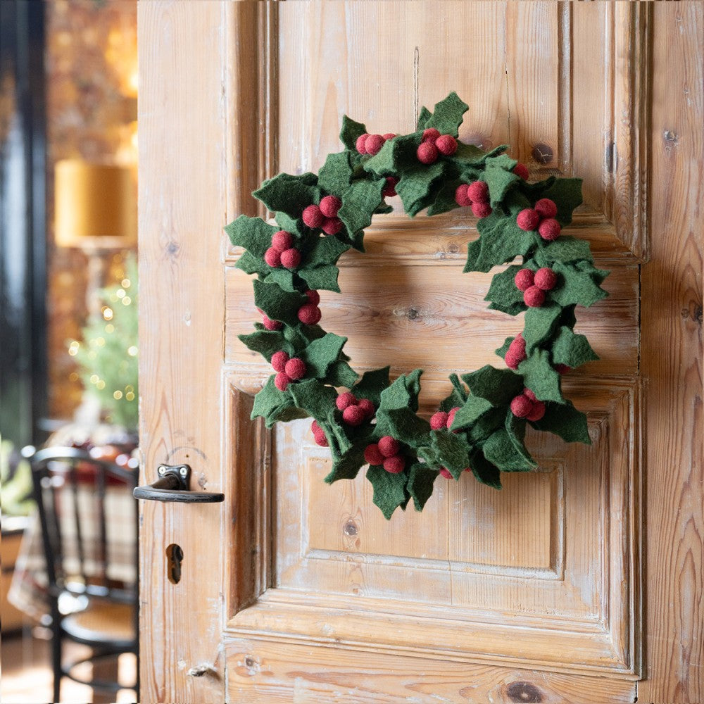 Sjaal met verhaal - Vilten krans - Holly Berry - Groot