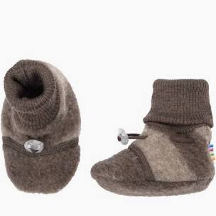 Joha - Wollen babyslofjes - 100% Fleece merinowol - Bruin gestreept