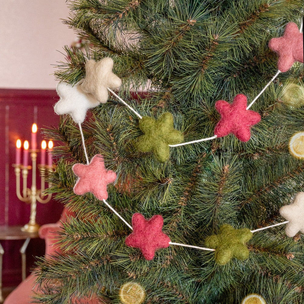 Sjaal met verhaal - Viltslinger - Sterren - Mistletoe tinten