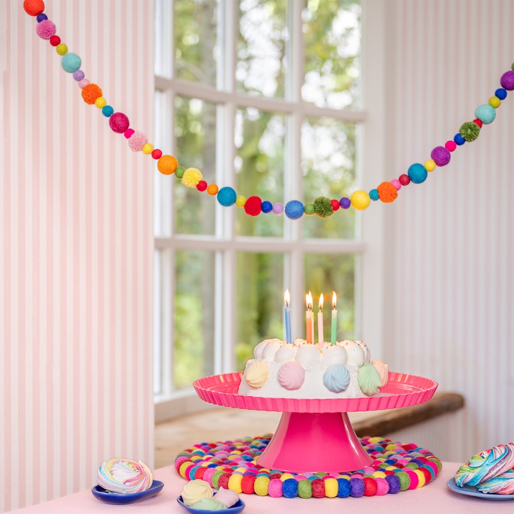 Sjaal met verhaal - Viltslinger Viltballetjes Pompoms Multicolor