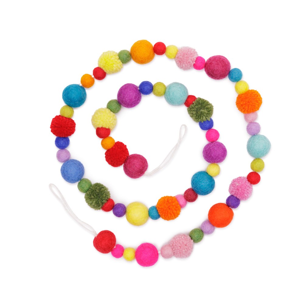 Sjaal met verhaal - Viltslinger Viltballetjes Pompoms Multicolor