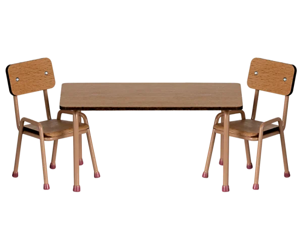 Maileg - Tafel en stoel set - Muis - Donker beige