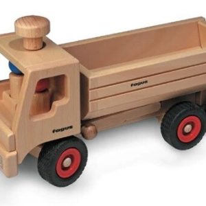 Fagus - Houten Vrachtauto - Kiepbaar 33 cm + 2 poppetjes