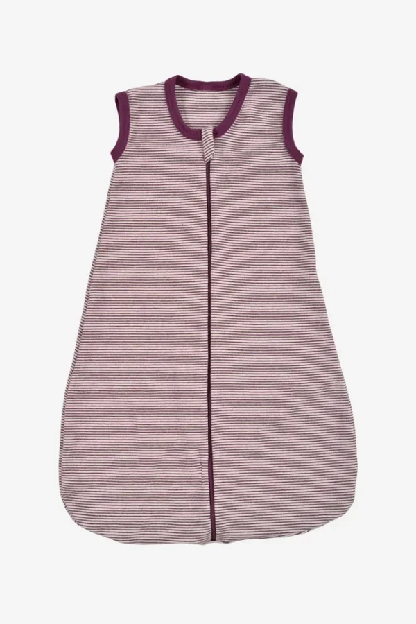 Lilano - Slaapzak - Zonder mouw - Dun Wol/Zijde - Mauve gestreept