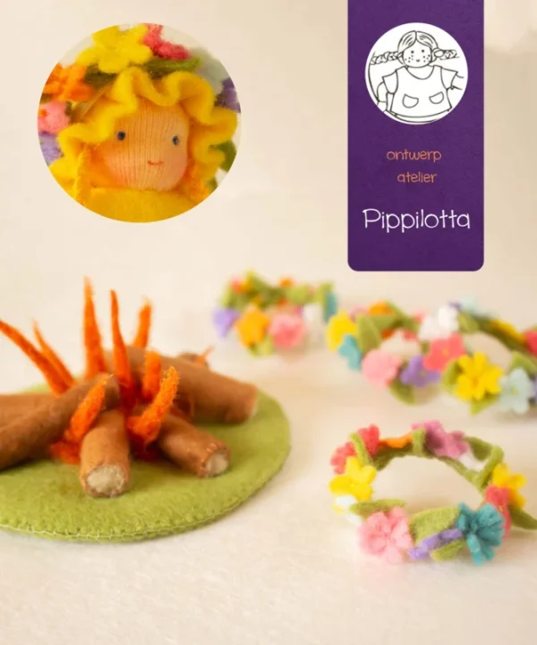 Atelier Pippilotta - Sint jansfeest - Vier bloemenkransen en Sint jansvuur