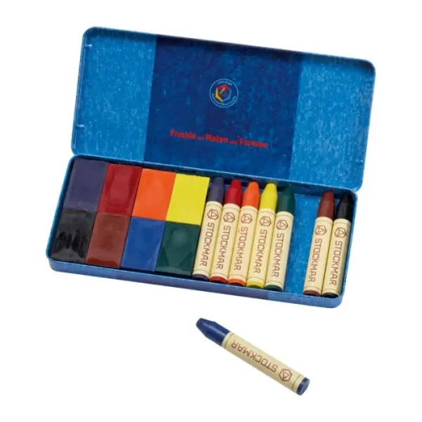 Stockmar - Set - 8 Stiftjes/ 8 Blokjes - Blik