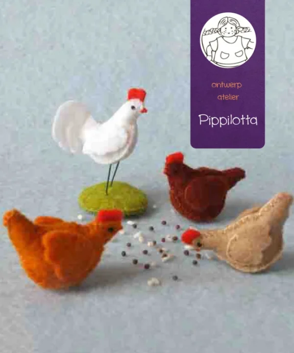 Atelier Pippilotta - Zelfmaak pakketje - Drie kippen en een haan