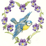 Ansichtkaart - Molly Brett - Blue tit and violas