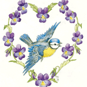 Ansichtkaart - Molly Brett - Blue tit and violas
