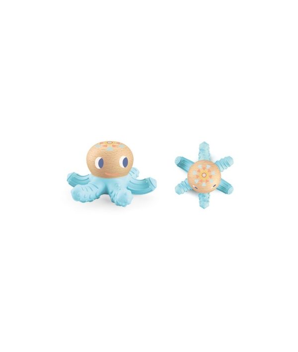 Djeco - Bijtring - BabySquidi - Hout/ zachte silicone