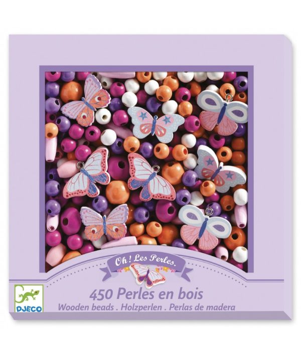 Djeco - Houten kralenset - Vlinders