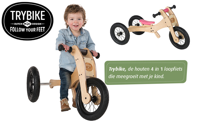 Trybike houten 4-in-1 loopfiets –