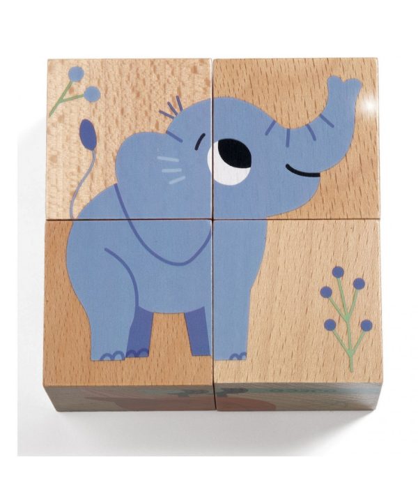 Djeco - Kubus puzzel - Hout - Wild & Co